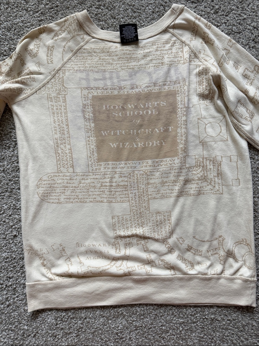 Official Harry Potter Marauders Map Sweatshirt Cream Size S Hidden Graphic - Picture 7 of 7